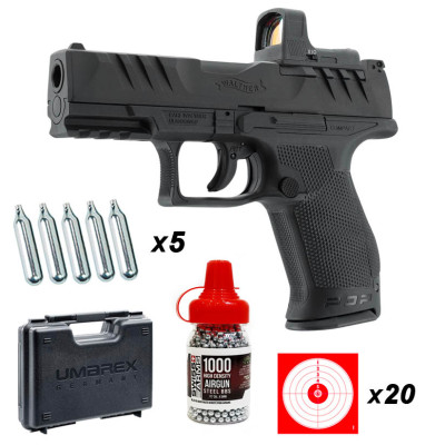 Pack Pistolet Walther PDP Compact 4" Combo cal. 4.5mm BBs 3 joules CO2