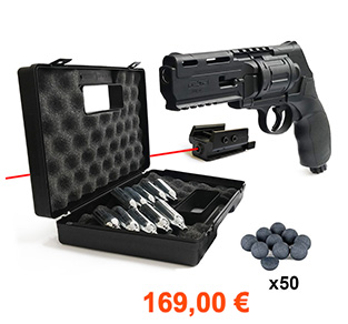 Pack Pistolet auto defense CO2 Walther Umarex T4E HDP 50 cal. 50 + 50  billes + 5 CO2